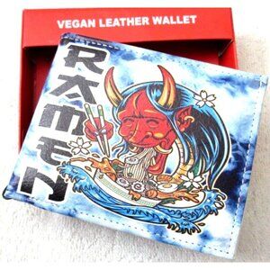 Anime Ramen Noodle Bowl Feast Handcrafted Bi-Fold Vegan Leather Wallet Gift Box